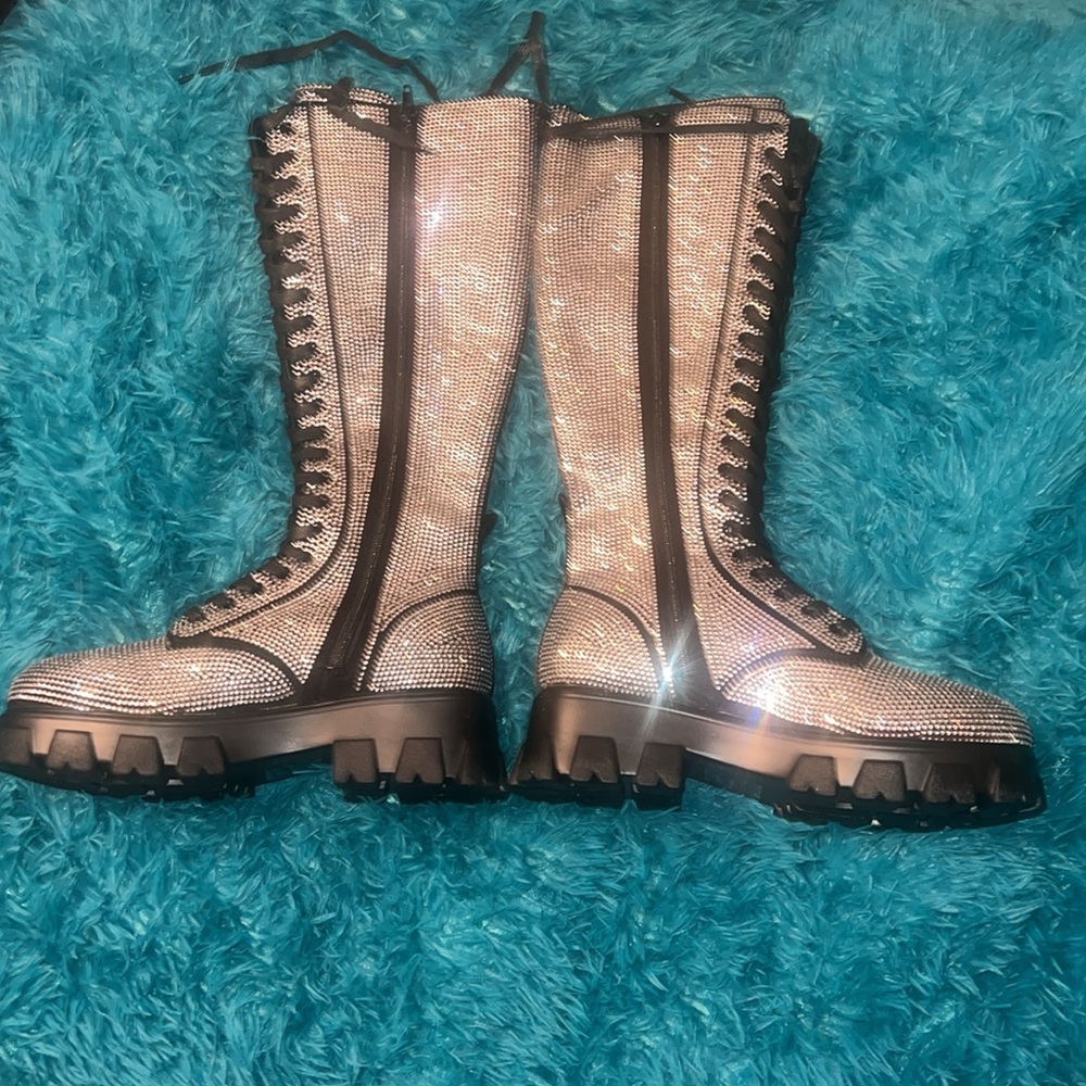 Nasty gal diamanté lace up combat boots - Picture 16 of 16